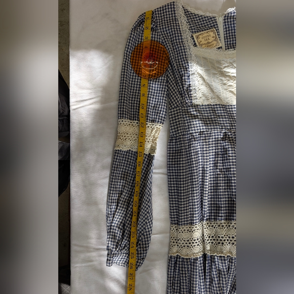 Gunne Sax Black and Cream Checked Long Sleeve Prairie Dress - Picture 14 of 16